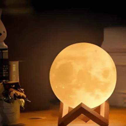 3D Moon Night Lamp – Rechargeable with 7 Color Changing Features